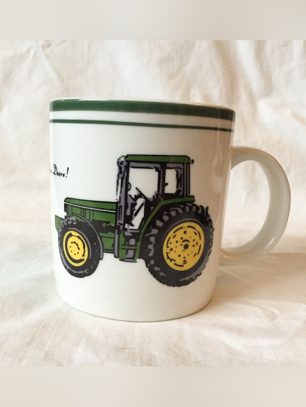 John Deere White Mug with Green Tractor “Nothing Runs Like a Deere!”